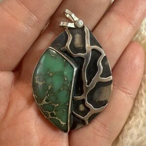 Silver and variscite artisan pendant